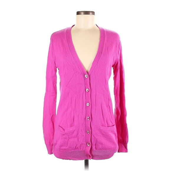 Ralph Lauren Cardigan V Neck Button Sweater Pink 100% Cashmere Womens M - Picture 1 of 6